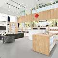 Modern Digital Store Interior With Product Displays And Seating Area 3d model