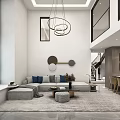 Modern Loft Living Room With Sofa And Chandelier