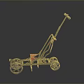 Modern Golf Push Cart With Red Seat And Four Wheels Design