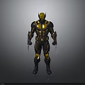 3D Rendered Superhero Character In Black And Yellow Armor With Metal Claws