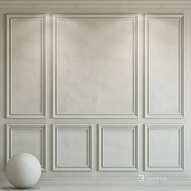 Light Colored Wall Paneling With Rectangular Panel Design For Modern Interiors 3d model 