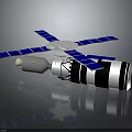Satellite Equipment Featuring Blue Solar Panels Black White Main Body And Antenna