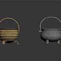 Gold And Silver Electric Cooker Pots With Handles And Decorative Patterns