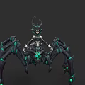 Mythical Reptile Creature With Spider Like Legs Glowing Green Accents And Horned Head