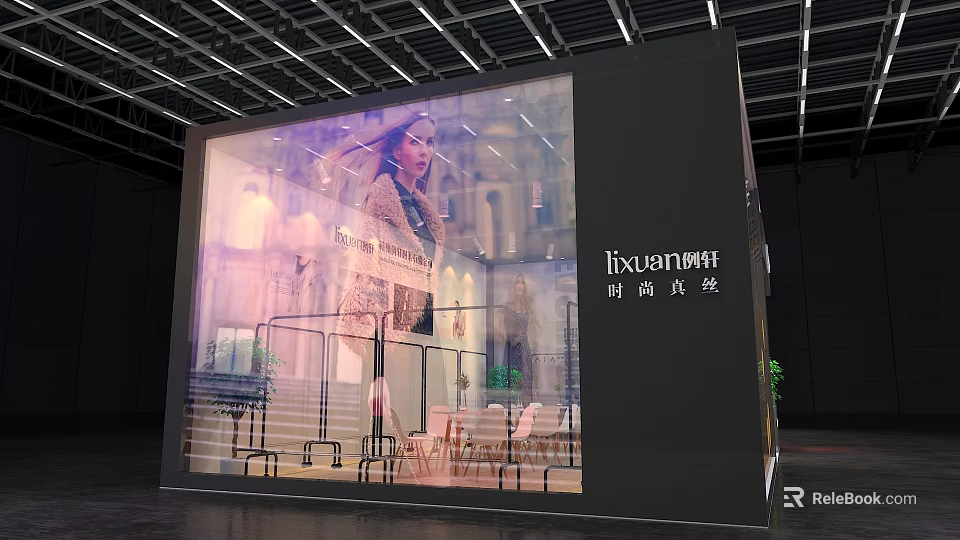 Lixuanwei Fashion Natural Exhibition Booth With Modern Design And Large Screen Model 3d model 