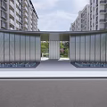Modern High Rise Residential Landscape Featuring Curved Entrance Fountains And Greenery