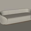 Modern Unique Shaped Sofa With White Leather Curved Design And Gold Frame 3d model
