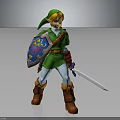 Link the Elf Character in Green Outfit Wielding Shield and Sword