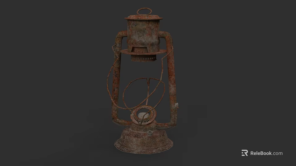 Rustic Vintage Chandelier With Rusty Metal Frame And Glass Shade For Home Decor 3d model 
