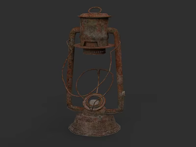 Rustic Vintage Chandelier With Rusty Metal Frame And Glass Shade For Home Decor 3d model