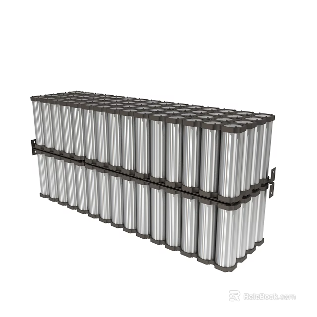 Stacked Silver Cylindrical Storage Units Arranged In Multiple Layers With Black Frame 3d model 