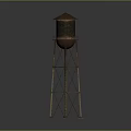 Tall Industrial Water Tower With Metal Frame Conical Roof And Support Structure