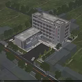 Modern Multi Storey Hospital Building Exterior With Trees Road Vehicles And Entrance Area