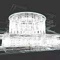Classical Urban Architecture Complex With Round Building Arch Windows And Stone Columns