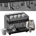 Modern Kitchen Appliances Featuring Espresso Machine Coffee Cups And Beans Bag 3d model