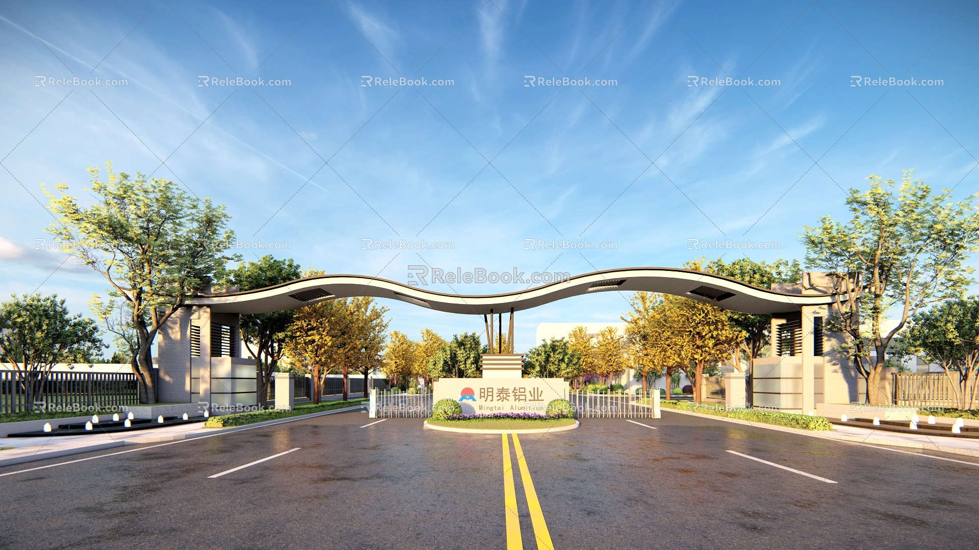 Modern Gate Office Area Industrial Park Entrance Gate model