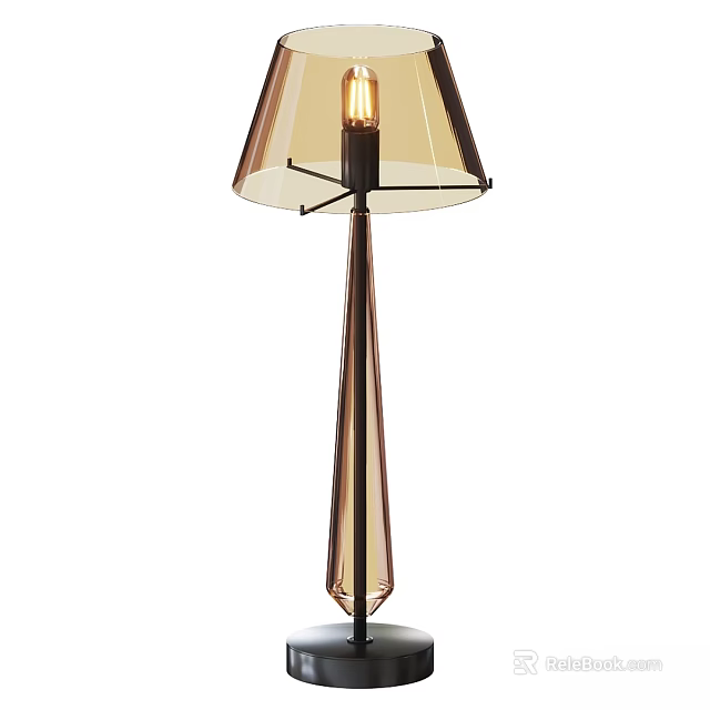Modern Table Lamp With Transparent Lampshade And Sleek Metal Stand Design 3d model 