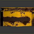 Industrial Commercial Equipment With Yellow Worn Exterior Brown Control Panel Red Buttons And Warning Sign