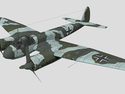 Camouflage Military Fighter Jet With Twin Engines And Cross Markings 3d model