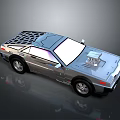 Silver Futuristic Sports Car With Streamlined Body Transparent Hood Engine And Roof Grille