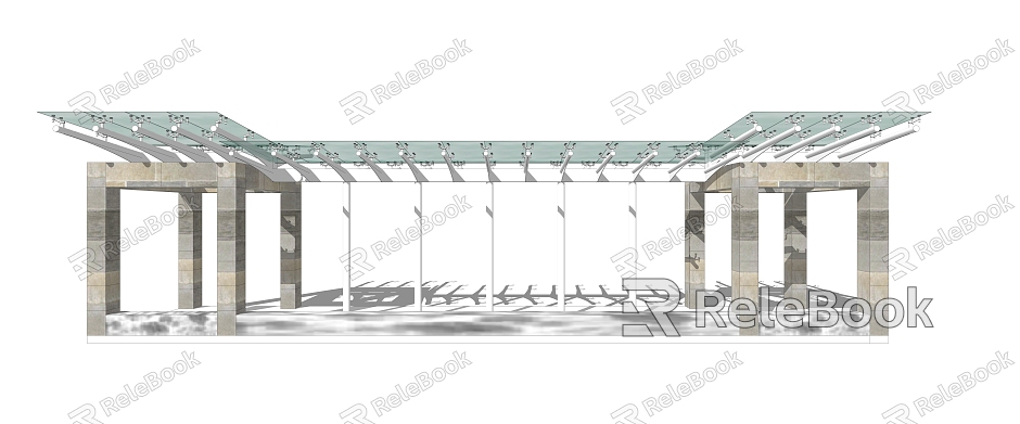 Now the outdoor landscape corridor structure 3d model 