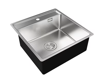 Stainless Steel Single Bowl Kitchen Sink With Modern Square Design And Drainage 3d model