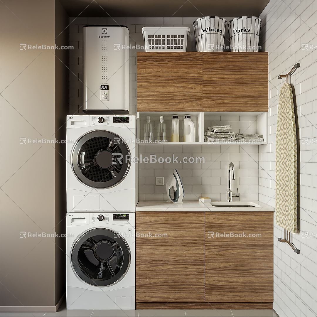 Modern Washing Machine Cabinet Balcony Cabinet 3d model