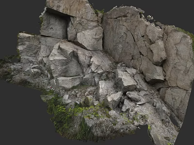 Natural Stacked Stone Rocks With Various Sizes And Green Grass In Outdoor Area 3d model