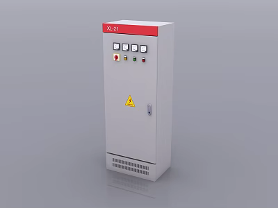 Laboratory Electrical Control Cabinet Featuring PLC Panel Buttons And Warning Indicators 3d model