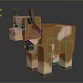 Pixelated Character Cow 3D Model With Brown And White Spots Horns Minecraft Style