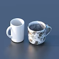 Two Contrasting Household Mugs White Clean and Stained Old Daily Use Items
