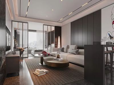 Modern Apartment Interior Design With Sofa Coffee Table And Decor 3d model