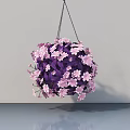 Hanging Basket Plant with Purple Leaves and Pink Flowers Spherical Design Indoor Decor