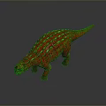 Armored Reptile Dinosaur With Red Green Scales And Spiked Back 3D Rendering