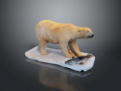 Detailed Polar Bear Figurine Standing On White Base With Naturalistic Pose 3d model