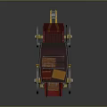Vintage Red Stagecoach with Stacked Luggage on Roof Yellow Wheels and Classic Design