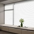 Modern Roman Blinds Window With Seat White Flowers And Green Plant