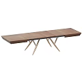 Modern Walnut Dining Table With Metal Geometric Legs And Sleek Surface 3d model