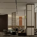 Elegant Hotel Lobby Interior With Marble Reception Desk Wooden Panels And Ambient Lighting
