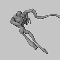 Game Movie Character With Robotic Design Large Blue Eyes And Mechanical Skeleton