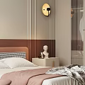 Cozy Bedroom Interior With Large Windows Snowy Trees Outside Beige Curtains Brown Headboard Round Wall Decor And Pink Armchair