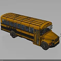 Yellow School Bus With Black Stripes Classic Design Windows And Side Door