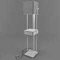 Elegant Modern Floor Lamp With Pink Lampshade Gold Metal Stand And White Small Shelf