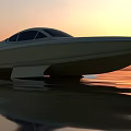 Sleek Modern Luxury Yacht With Black Windows Floating on Calm Water