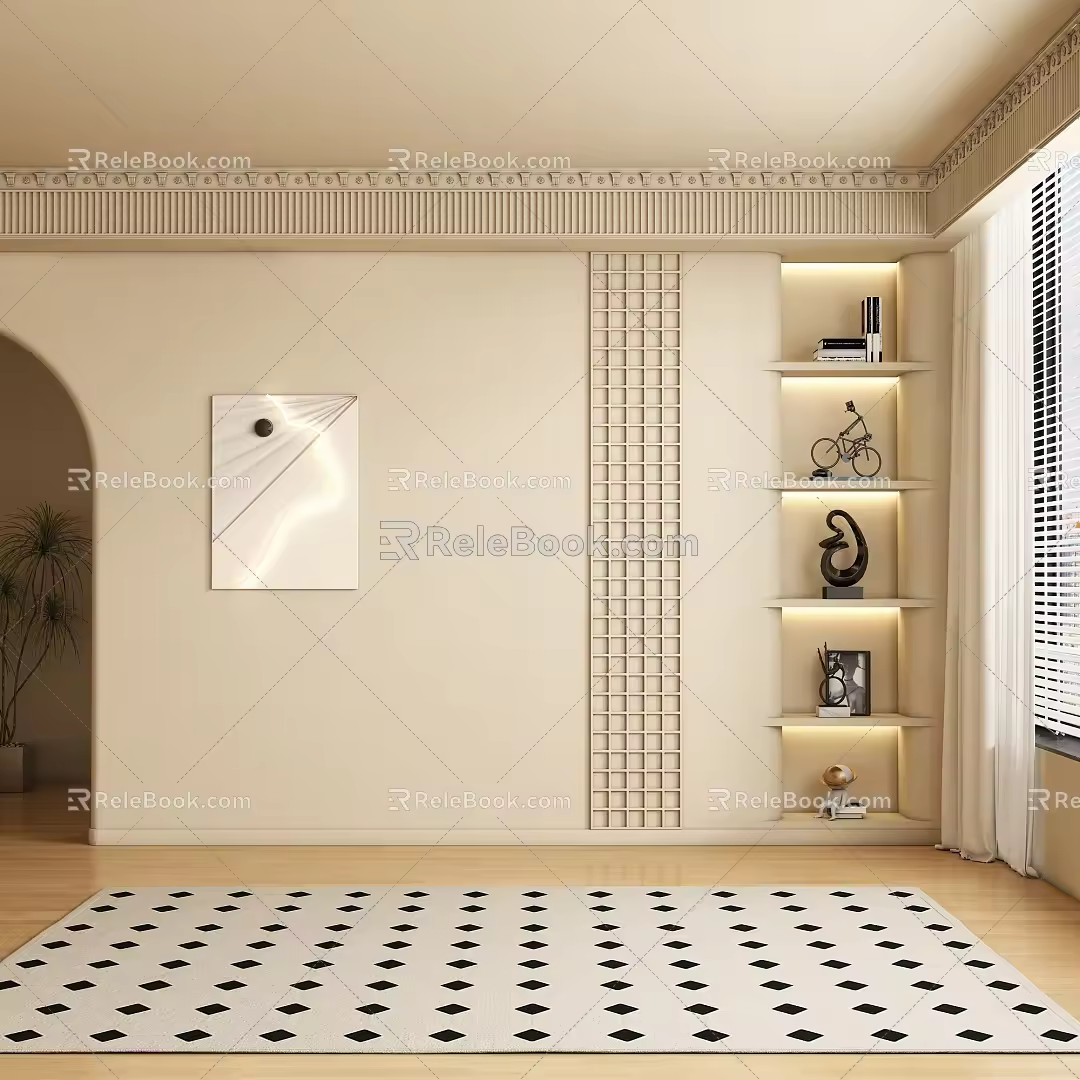 Middle ancient background wall 3d model