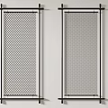 Modern Room Dividers with Black Metal Frames and Distinct Mesh Patterns 3d model
