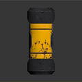 Modern Industrial Black And Yellow Cylinder Mechanical Component With Rustic Details