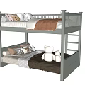Kids Bunk Bed Interior Design With Ladder Pillows And Stuffed Toys