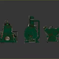 Green Industrial Mechanical Equipment With Various Machinery Components And Parts