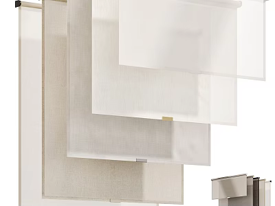 Stylish Modern Window Curtains Design Featuring Linen And Sheer Fabric Layers 3d model